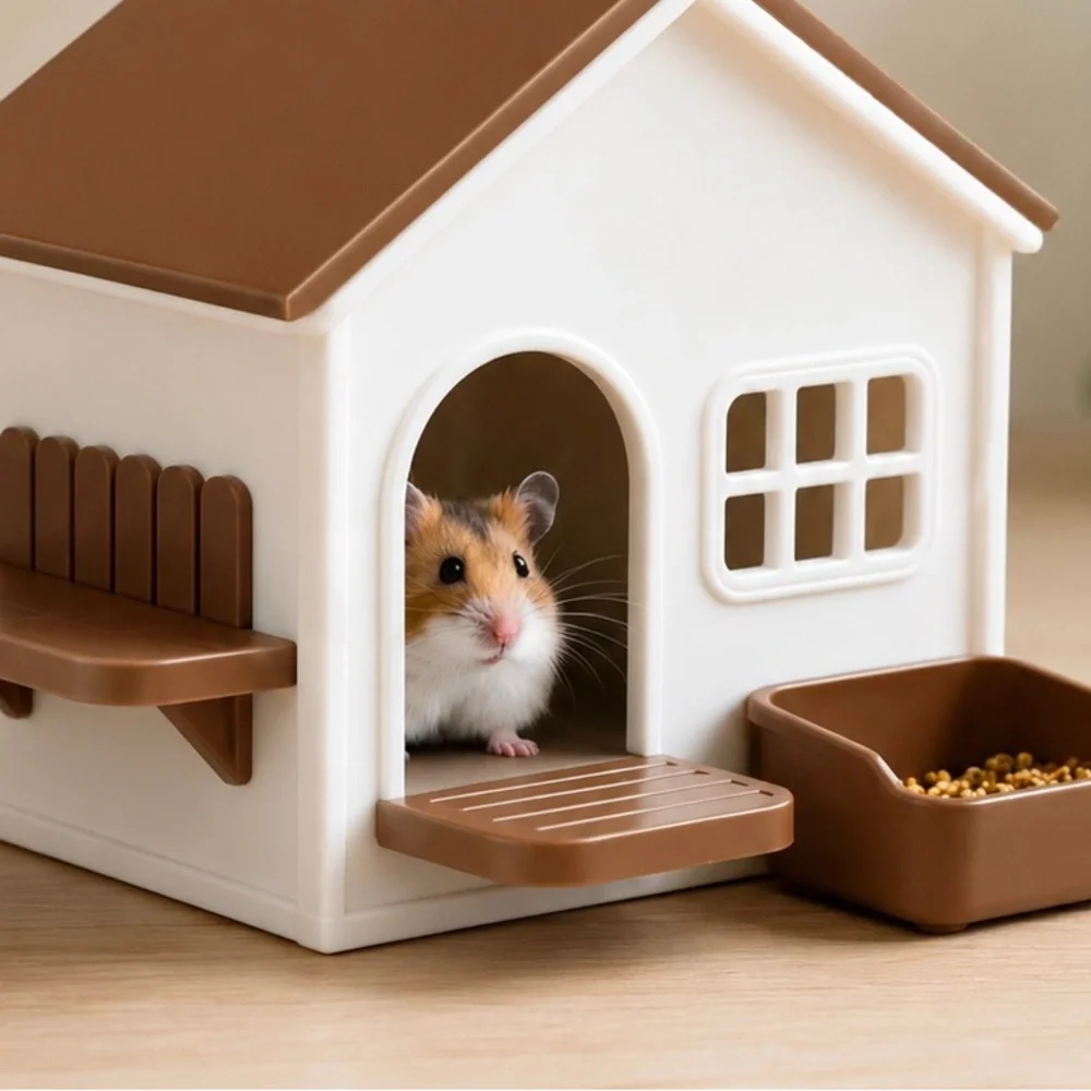 Small Pets Brown and White Hamster House Hideout